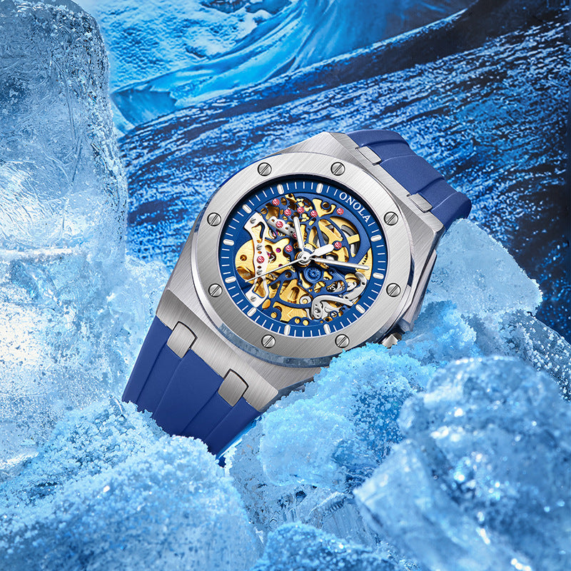 Automatic Mechanical Watch with Silicone Strap