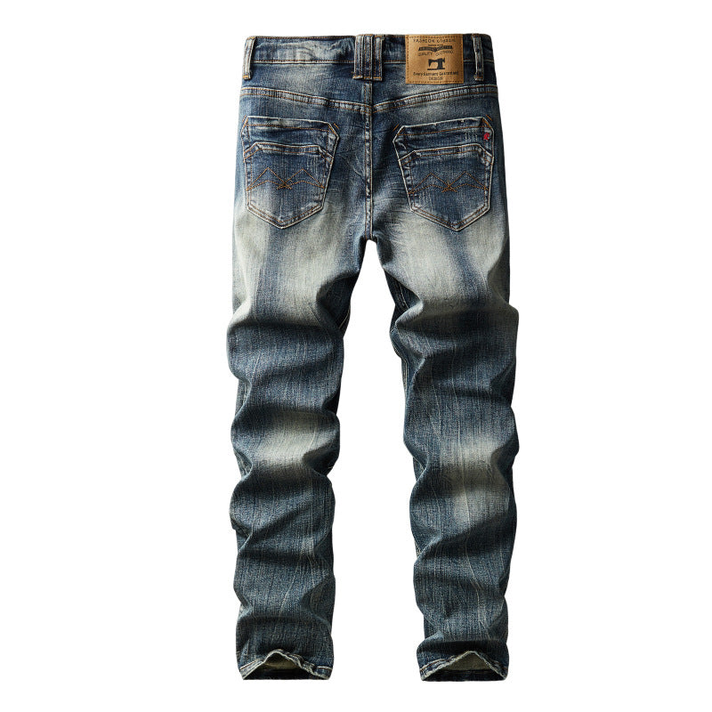 A high-end stretch denim suit for men