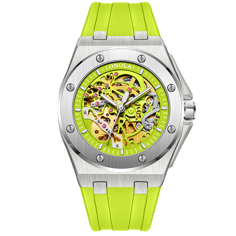 Automatic Mechanical Watch with Silicone Strap