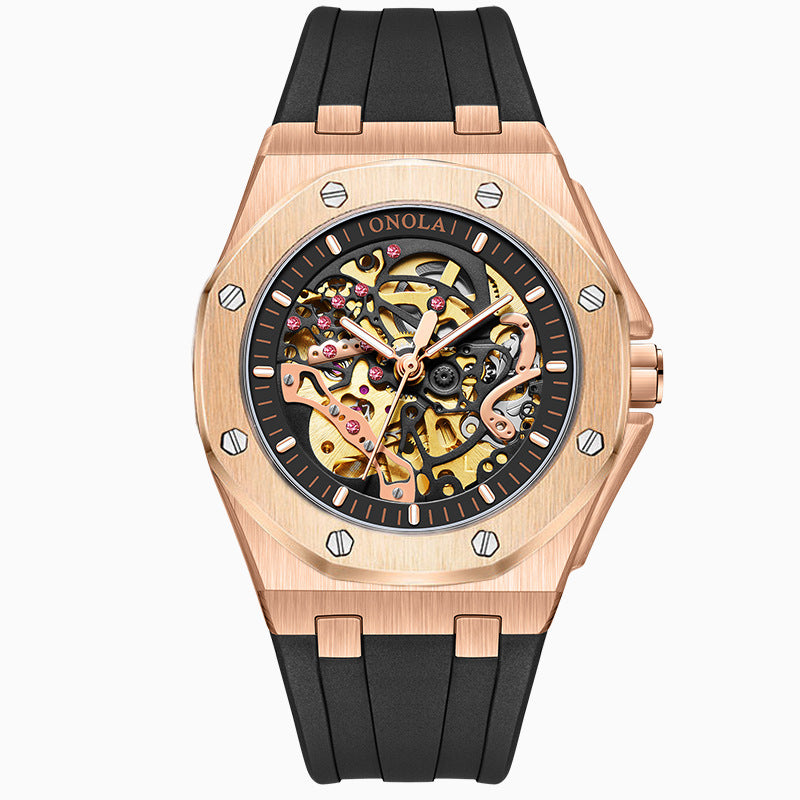 Automatic Mechanical Watch with Silicone Strap