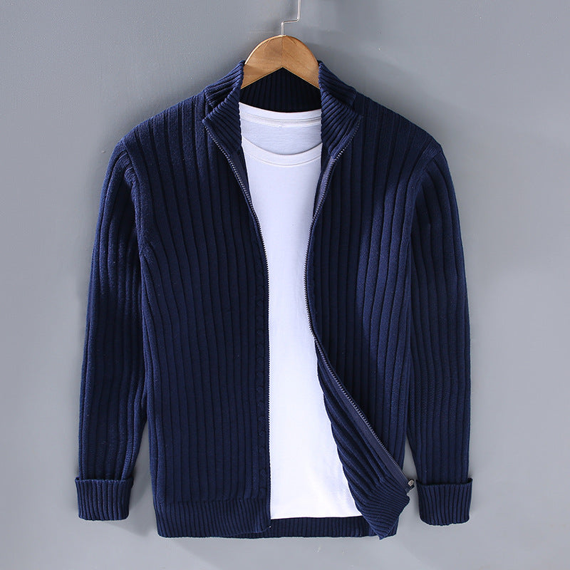Mens Knitted Cardigan Sweater with Zipper
