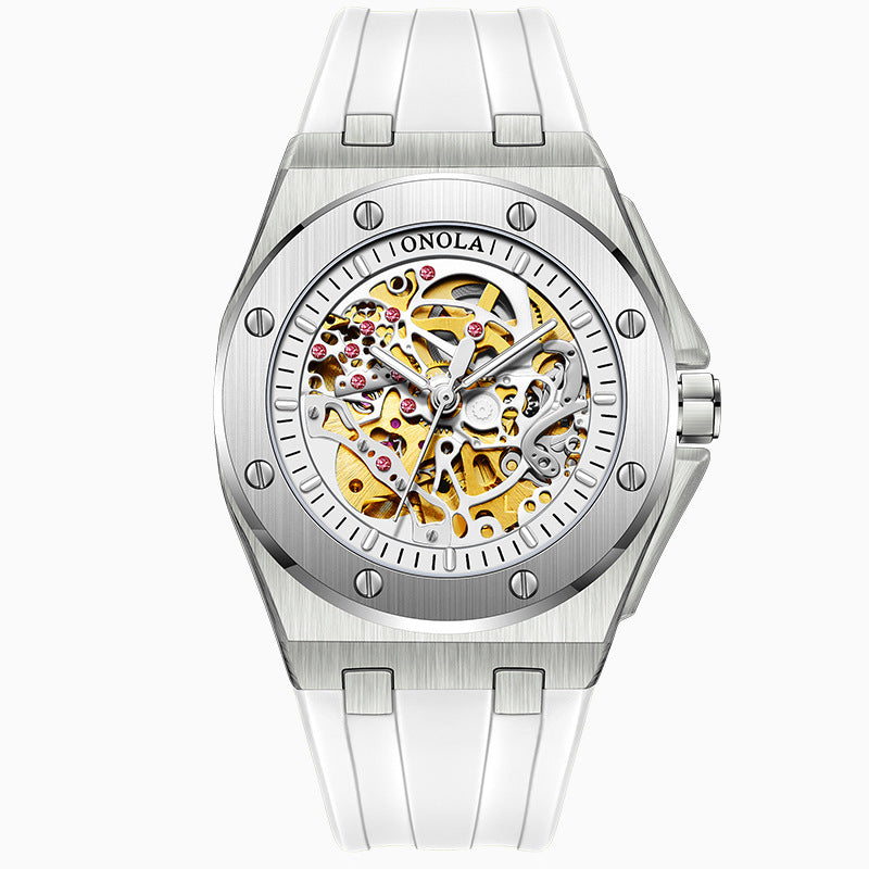 Automatic Mechanical Watch with Silicone Strap
