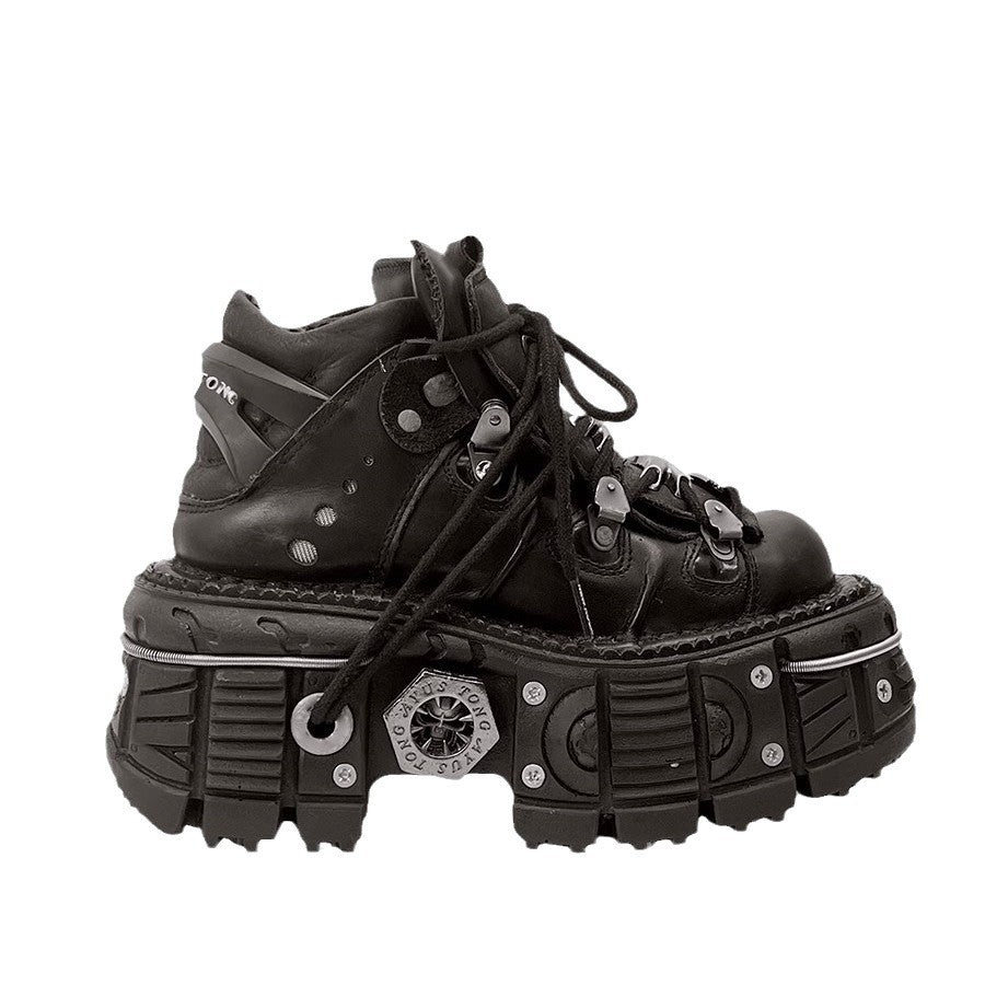 Retro Punk Thick-Soled Leather Platform Shoes