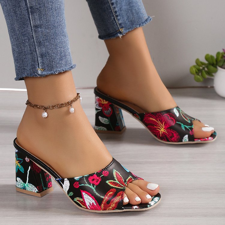 Women's Square Toe Thick Heel Sandals