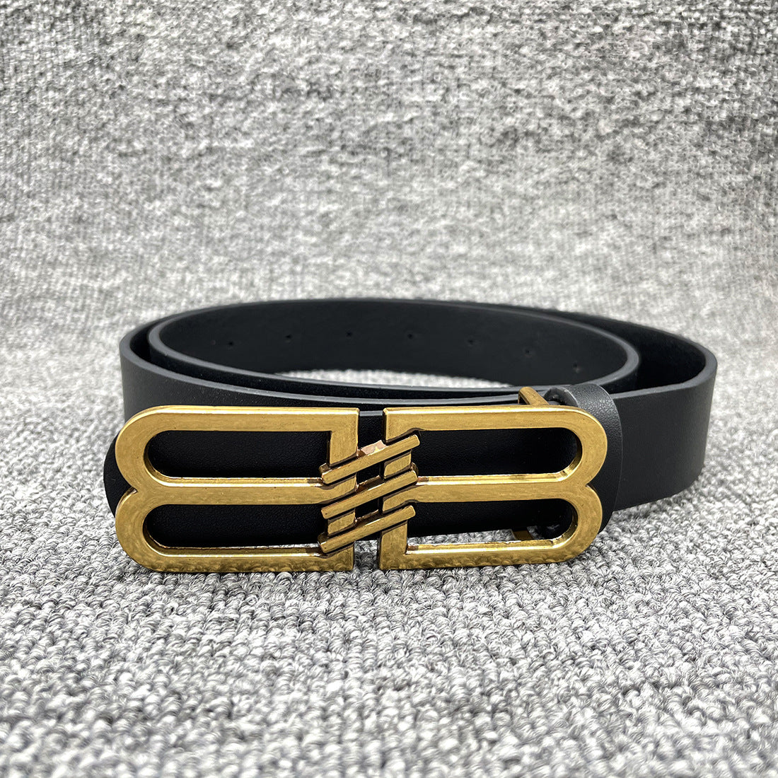Double B Buckle PU Leather Belt for Men and Women