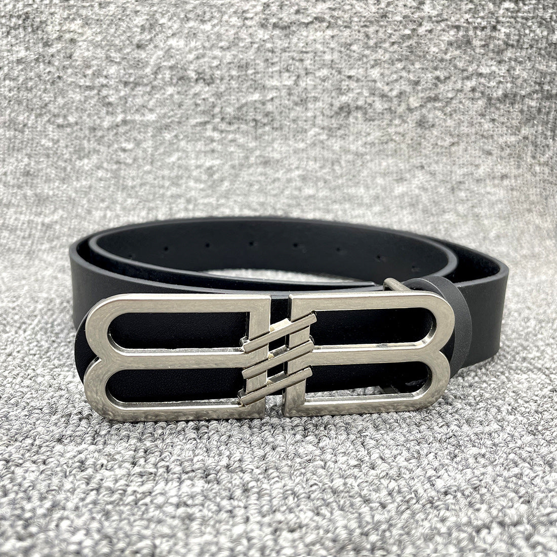 Double B Buckle PU Leather Belt for Men and Women