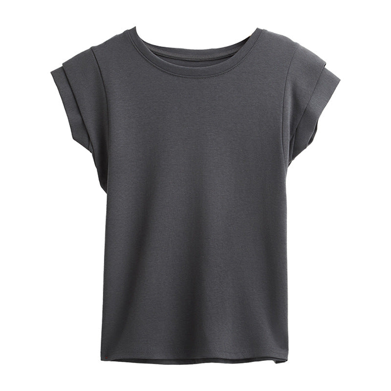 Round Neck Sleeveless Cotton T-shirt for Women