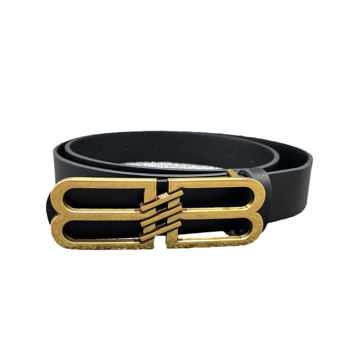 Double B Buckle PU Leather Belt for Men and Women