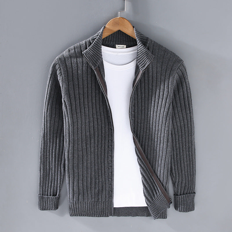Mens Knitted Cardigan Sweater with Zipper
