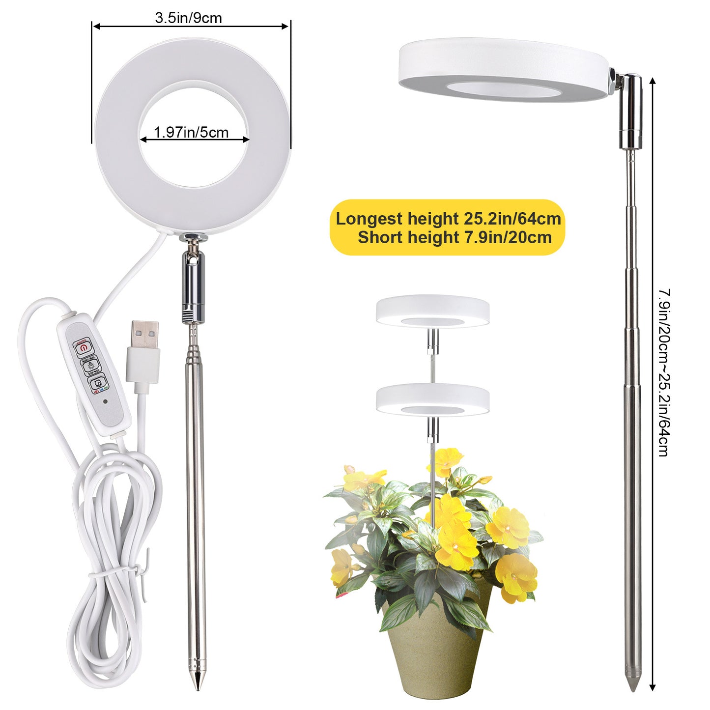 Adjustable Full Spectrum LED Plant Growth Light with Timer