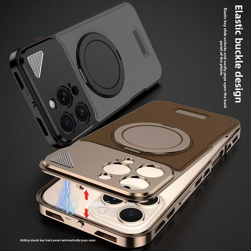 Aluminum Alloy Nappa Leather Magnetic Phone Case