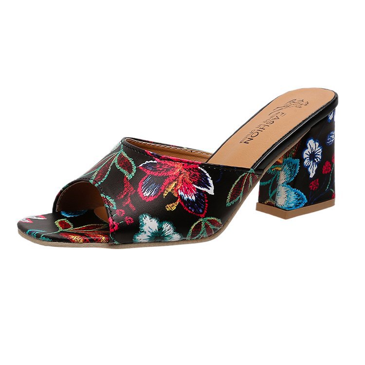 Women's Square Toe Thick Heel Sandals