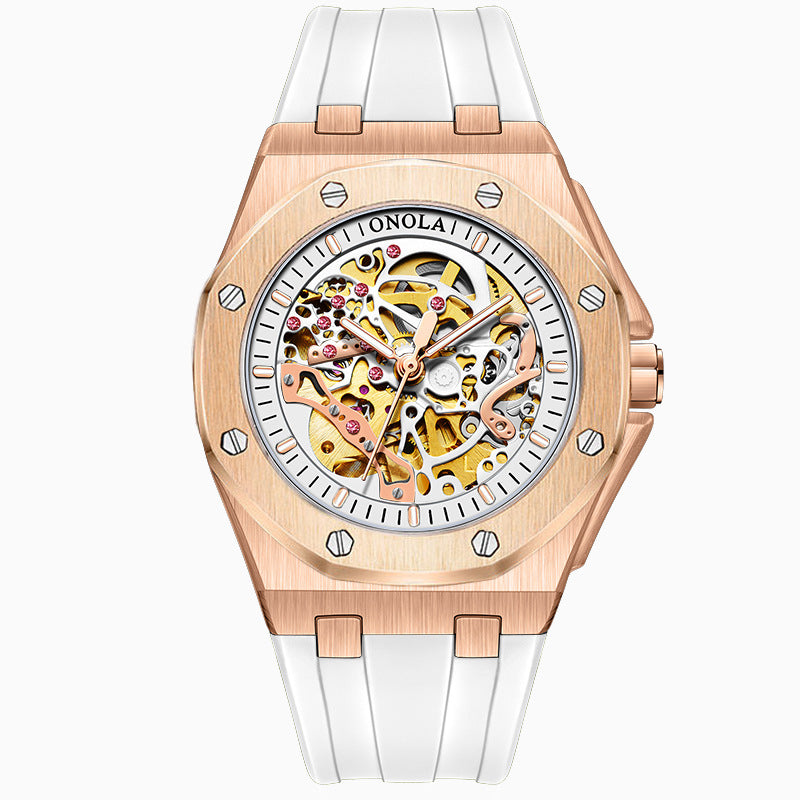 Automatic Mechanical Watch with Silicone Strap
