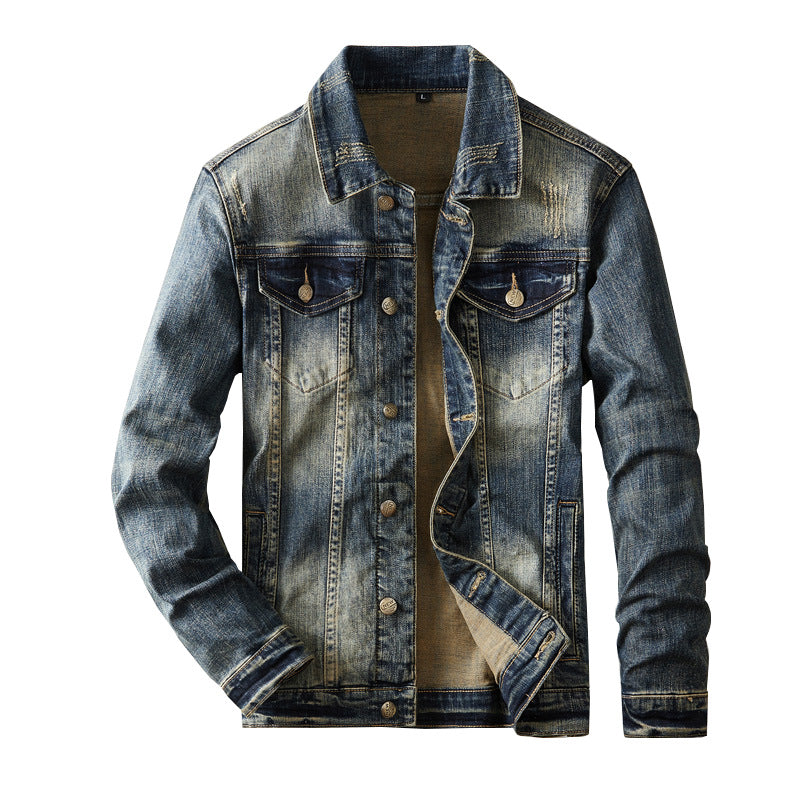 A high-end stretch denim suit for men