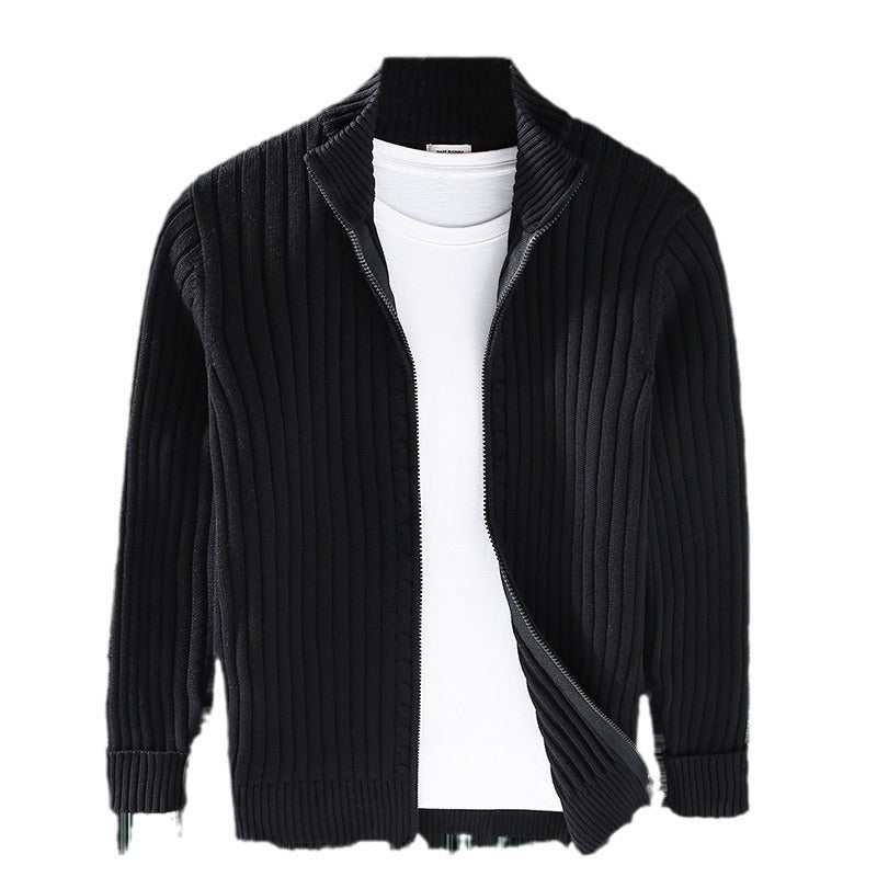 Mens Knitted Cardigan Sweater with Zipper