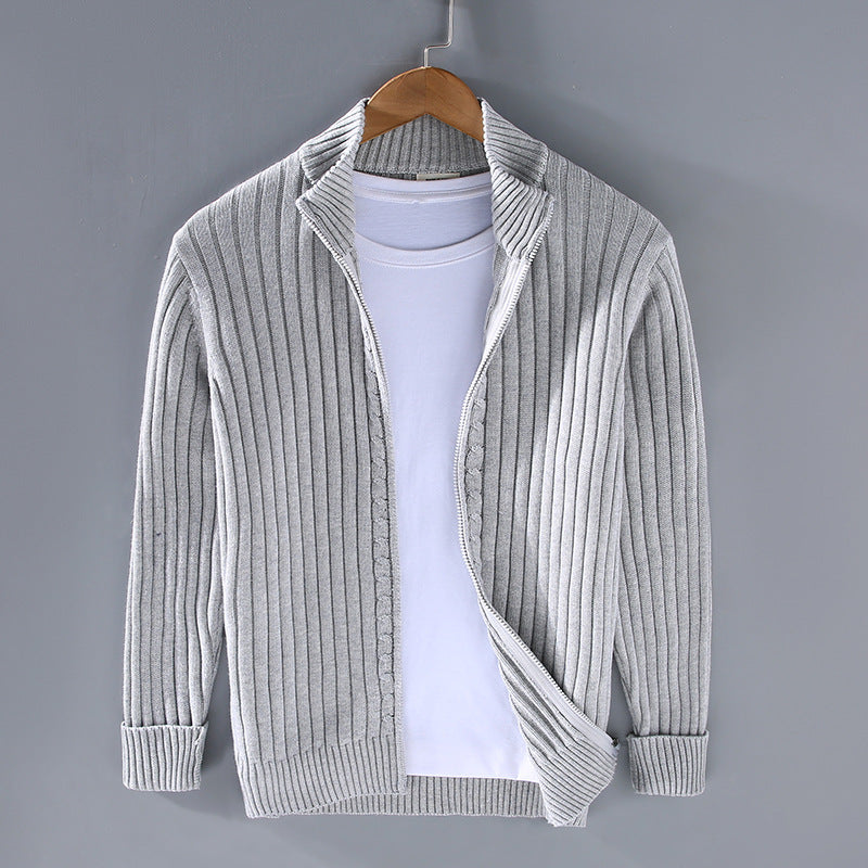 Mens Knitted Cardigan Sweater with Zipper