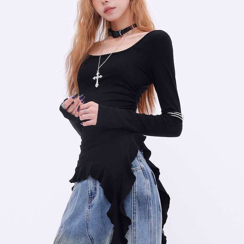 Shoulder T-shirt Women Slim Fit