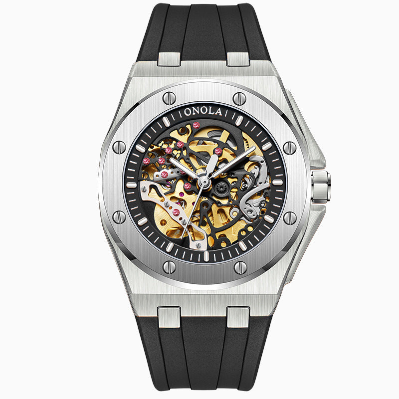 Automatic Mechanical Watch with Silicone Strap