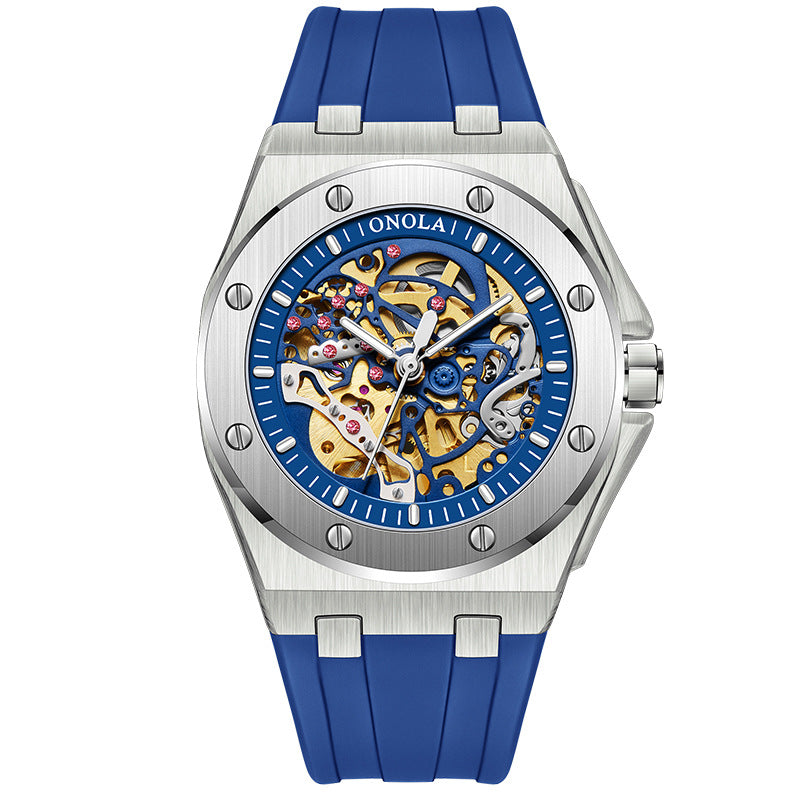 Automatic Mechanical Watch with Silicone Strap